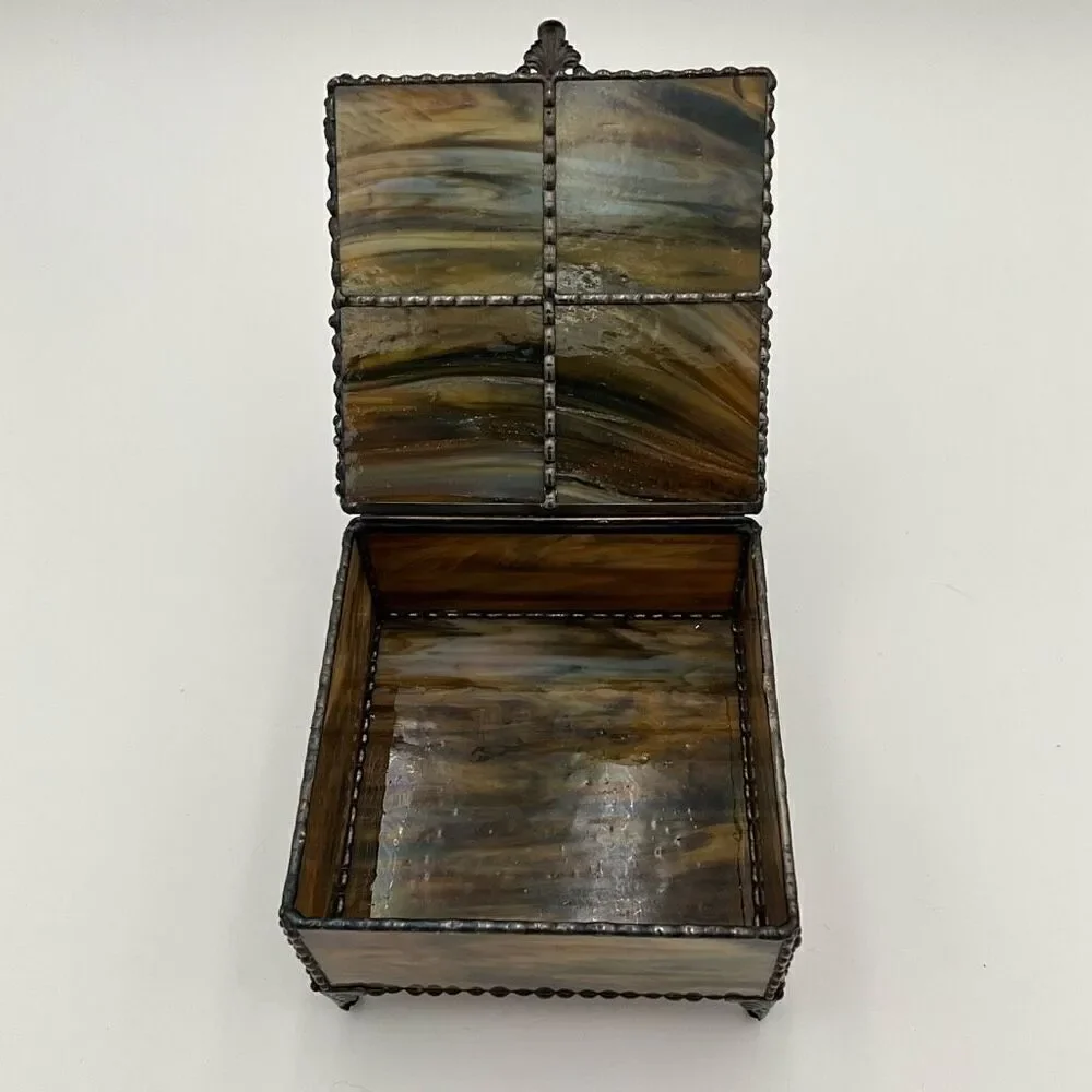 HANDCRAFTED Stained Glass Jewelry Box Keepsake Box